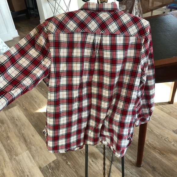 Cotton Flannel Ruffle Front Blouse - Picture 2 of 8